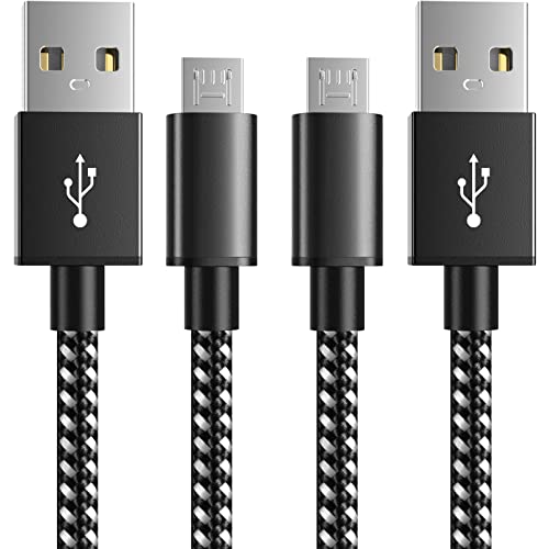 6amLifestyle PS4 Charger Cable for Controller, 2 Pack 10ft Micro USB Nylon Braided Cord, Micro USB Wire for PlayStation 4, Cables Slim/Pro, Xbox One S/X Controller, Android Phones, 2 Pack Black - color: Black 2Pack