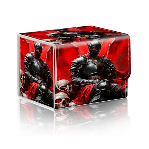 Trading Card Storage Box, Holds 100+ for MTG Cards, Premium PU Leather with Magnetic Closure, Armored Knight Among Skulls Durable Deck Box for Magic the Gathering, Trading Card Games - color: Armored Knight Among Skulls