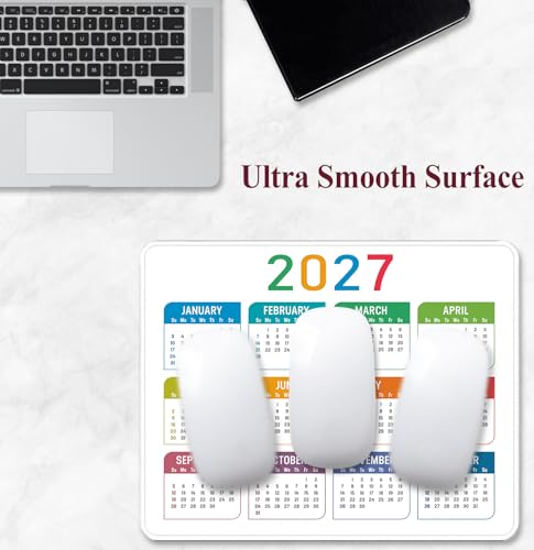 2027 White Calendar Mouse Pad, Suitable for Office and Gaming Mouse Pads | High Density Smooth Surface, Anti Slip Rubber Bottom Stable And Not Displaced, Exquisite Lock Edge Wear-Resistant And Durable - color: White Calendar