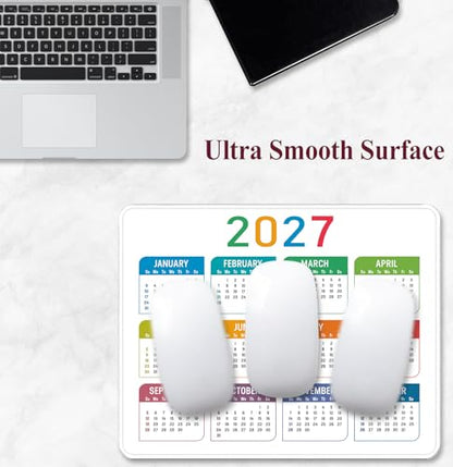 2027 White Calendar Mouse Pad, Suitable for Office and Gaming Mouse Pads | High Density Smooth Surface, Anti Slip Rubber Bottom Stable And Not Displaced, Exquisite Lock Edge Wear-Resistant And Durable - color: White Calendar