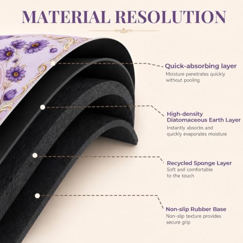 Purple Mahjong Mat for Table & 50PCS Stickers| Carrying Bag, Heavy Floral Mahjong Mats&2 Dices, Noise Reduction Non Slip Foldable, 31.5x31.5 Game Table Cover, for Playing Card, Board Tile Games - color: Purple