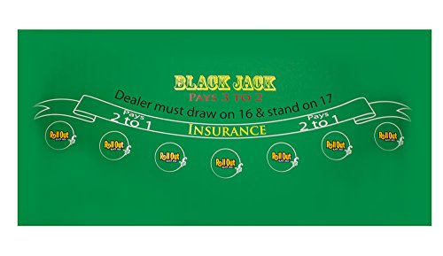 Roll Out Gaming No-Slip Rubber Foam Casino Table Top Layout - style: Blackjack Table Top