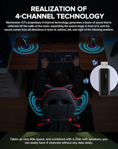 GTPLAYER Computer Speakers, RGB Gaming Speakers & Bluetooth USB Adapter for Desktop PC Laptop Monitor Tablets and GT Family Music Gaming Chair, Including 3.5mm AUX Cable