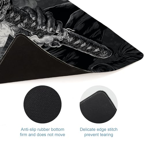 Gaming Large Mouse Pad, Japanese Samurai Sword Desk Mat, Big Mousepad Non-Slip XL Extended Laptop Computer Keyboard Mat for Gamers, Office&Home, 31.5x11.8in, Black and White - color: Sword