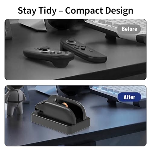 Charging Dock for Nintendo Switch 2 Joycon Charger, Controller Charging Station with LED Indicator, Dual Joy Con Charger Stand with Thumb Grips Joystick Caps, Black Gaming Accessories