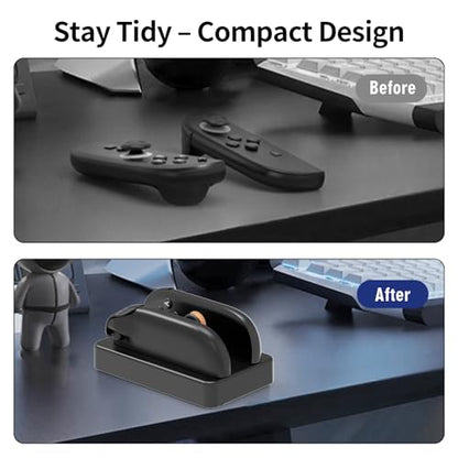 Charging Dock for Nintendo Switch 2 Joycon Charger, Controller Charging Station with LED Indicator, Dual Joy Con Charger Stand with Thumb Grips Joystick Caps, Black Gaming Accessories
