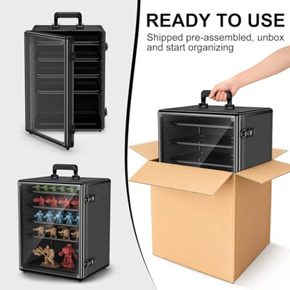 Vitula Miniatures Carrying Case, Large Capacity Miniature Storage Display Cases for Collectibles, with 5 Trays, Portable Figure Display Case for Miniature Storage & Carrying (L)
