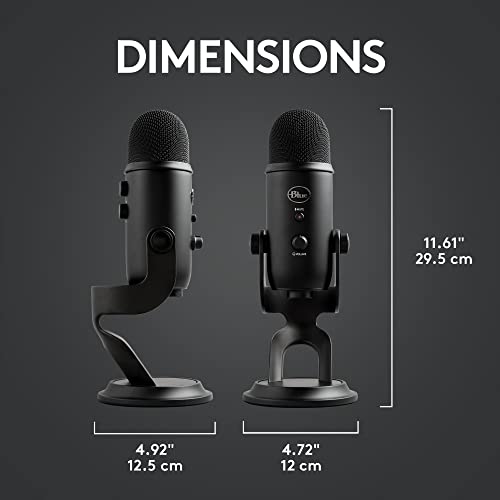 Logitech Blue Yeti Game Streaming Kit with Yeti USB Gaming Mic, Blue VO!CE Software, Exclusive Streamlabs Themes, Custom Pop Filter, PC/Mac/PS4/PS5 - Blackout