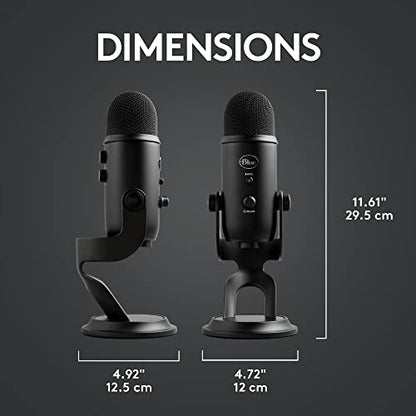 Logitech Blue Yeti Game Streaming Kit with Yeti USB Gaming Mic, Blue VO!CE Software, Exclusive Streamlabs Themes, Custom Pop Filter, PC/Mac/PS4/PS5 - Blackout