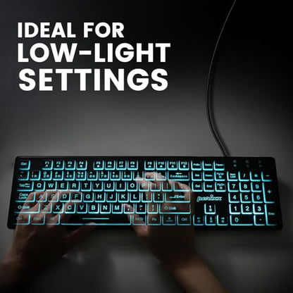 Perixx PERIBOARD-317RGB Wired Backlit USB Keyboard - Big Print Letter with RGB Illuminated LED - US English Layout - style: RGB Backlit