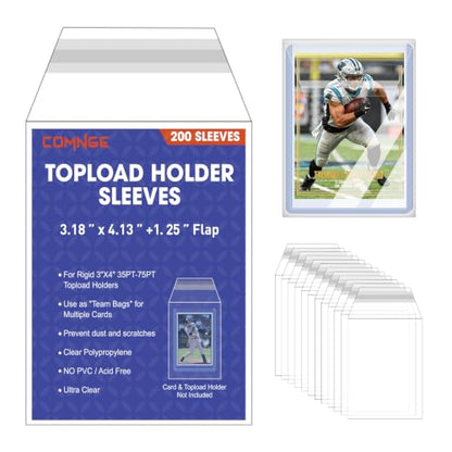 200ct Toploader Sleeves - Resealable Clear Protector for Top Loader Holder | Clear Sleeves Fit 35PT-75PT Toploaders, Protect Top Loader Holders from Scratches and Dust, Ideal for Storage and Shipping - size: Toploader Sleeves 200