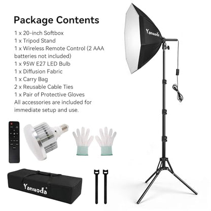 Softbox Lighting Kit 20"x20" with Remote Control, Photography Lighting Kit with Adjustable LED Light, 3000K-7500K Studio Lights for Product Photography, YouTube, Video Recording - size: 20"x20" 1PK