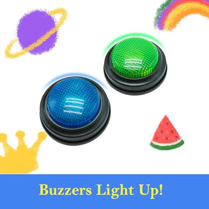 Gelabur 2-Pack Quiz Game Buzzers for Trivia Games, Answer Buzzers with Lights and Sound, Classroom Game Show Style Buzzer Buttons for Team Games