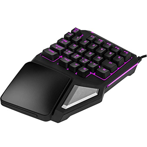 PC One-Handed Keyboard Ergonomic Mechanical Gaming Keypad with Wrist Rest 7 Color Backlit Quick Responsive 29 Keys for Windows7/8/10 MAC OS