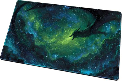 Stitched TCG Playmat, 24x14 Inches with Divided Card Areas, Non-Slip Tabletop Playmat Comes with Storage Bag, Ideal for Trading Card Game Enthusiasts (Dragon Shadow Planet-No Zone) - color: Dragon Shadow Planet-no Zone