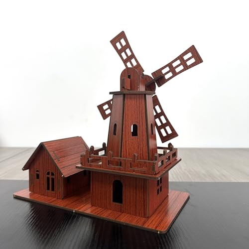 3D Puzzles for Adults, Log Cabin DIY Wooden House Model Kits for Adults to Build, Country Cottage Building Model, 3D Jigsaw Brain Teaser Puzzle, Dollhouse (Holland Windmill)
