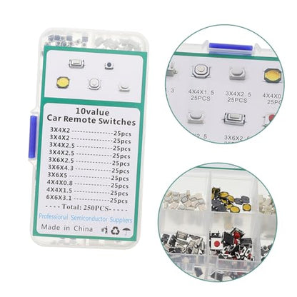 BESTOYARD 250pcs Car Switch Buttons Tactile Push Button Switch Kit Arcade Game Parts Replacement for Automotive