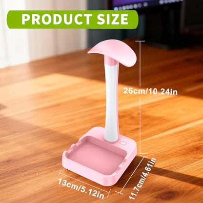 Headphone Stand with Charger,Gaming Headset stand with RGB Light Mode,For Airpod Max Stand,Desk Lamp,Phone Holder,Tablet Holder,desktop organizer,Gifts for Gamers & Music Lover (Pink) - color: Pink