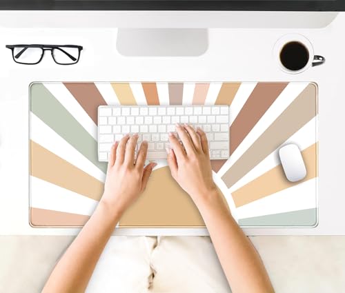 Boho Desk Mat, Sunshine Large Mouse Pad, XXL Mousepad Long Laptop Keyboard Mat, 31.5 X15.7, Stitched Edges - color: B2- Boho Sunshine