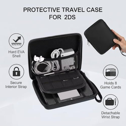 ASHATA Game Card Case for 2DS Console, Hard Shell Carrying Case Pouch with 8 Game Card Holders (Black) - color: Black