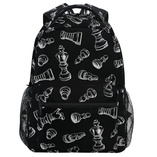 Backpack Black Chess Bookbag Daypack Travel Hiking Camping School Laptop Bag - color: Multi Pattern 22