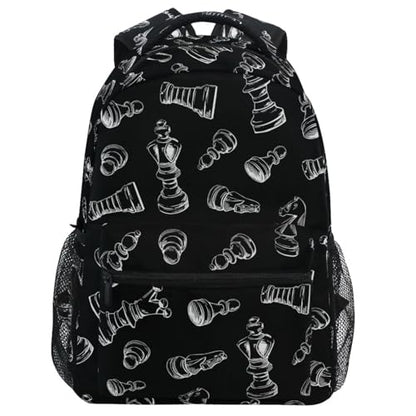 Backpack Black Chess Bookbag Daypack Travel Hiking Camping School Laptop Bag - color: Multi Pattern 22