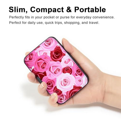 Credit Card Holder, Metal Card Wallet RFID Blocking Mini Slim Aluminum Business Hard Card Case for Women Men (Roses) - color: Roses