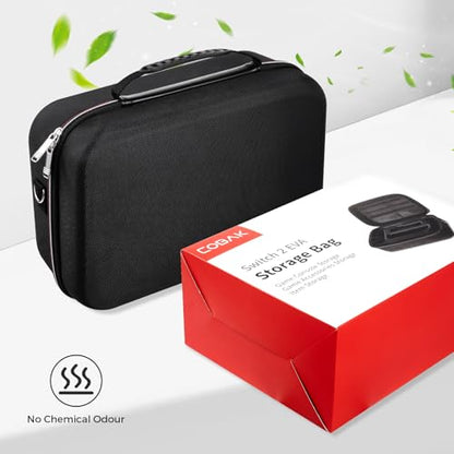 CoBak All-in-One Carrying Case for Nintendo Switch 2 (2025), with 18 Game Card Slots, Pro Controller Holder, Dock & Adapter Storage, Accessory Compartment, Portable Travel Bag, Black