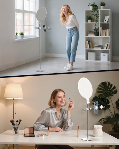 LED Ring Light with Stand 150cm, Professional 6000K Full-Screen Big Ring Lighting with Phone Holder, Selfie Lights for Studio Video Photography, TikTok, YouTube, Live Stream - color: Upgrade-Silver