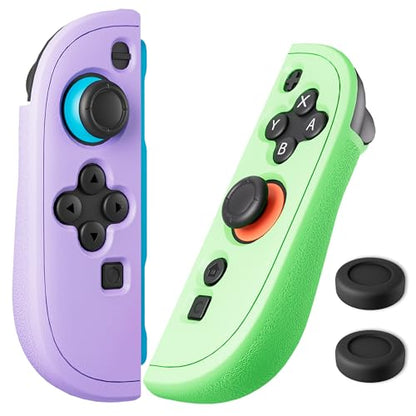 FUNDIARY Replacement for Nintendo Switch 2 Controller, Switch Wireless Controllers Compatible with Switch 2, Anti-Slip Soft Silicone Protective Cover with 2 Thumb Caps, Purple+Green - color: Purple and Green