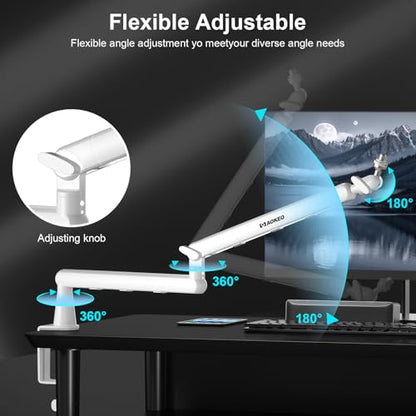 Microphone Arm,Aokeo AK-55 Desk Low Profile Adjustable Mic Boom Arm Stand,Suitable For Blue Yeti,Snowball iCE, HyperX QuadCast,SoloCast,Elgato Wave,Etc - color: White