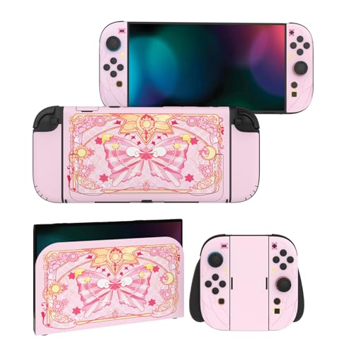 PlayVital for Nintendo Switch 2 Skin Full Set (2-Pack) - Protective Vinyl Decal Stickers for Switch 2 Console, Handle Grips & Dock | No Residue, Anti-Scratch - Magic Wings Pink - color: Magic Wings Pink