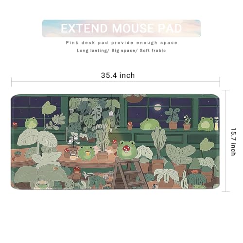 Cute Large Mouse Pad, Kawaii Extended Mouse Pad Desk Pad Easy Typing for Typing Office Game 35.4 x15.7 in - Kawaii Frog - color: Frog Single