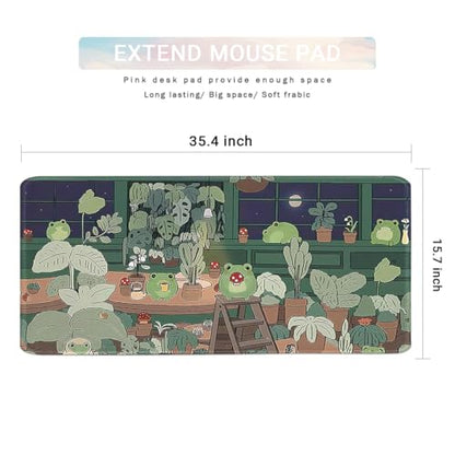 Cute Large Mouse Pad, Kawaii Extended Mouse Pad Desk Pad Easy Typing for Typing Office Game 35.4 x15.7 in - Kawaii Frog - color: Frog Single