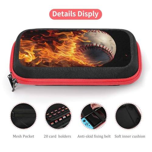 AoHanan Baseball on Fire Switch Compatible Game Case - Hard Shell Travel Protection with 20 Games Cartridge Capacity - color: Baseball on Fire