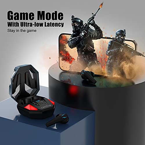 comiso Wireless Earbuds, Gaming Earphones Ultra-Low Latency HI-FI Stereo Sound Bluetooth in-Ear Headphone with Microphone Clear Call 30H Playtime for Workout Running Game Mode