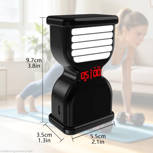 Digital Hourglass Timer, Rechargeable Visual Sand Timers, Black | Pomodoro Countdown Timer with ON/OFF Alarm Volume LED Display, Desk Flip Timer, Ideal for Study Work Kitchen - color: Black