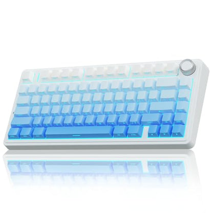 AULA F75 Pro Wireless Mechanical Keyboard,75% Hot Swappable Custom Keyboard,RGB Backlit,Pre-lubed Linear Switches,Side Printed PBT Keycaps Mechanical Gaming Keyboards,Gradient Blue - color: F75 Pro-Gradient Blue