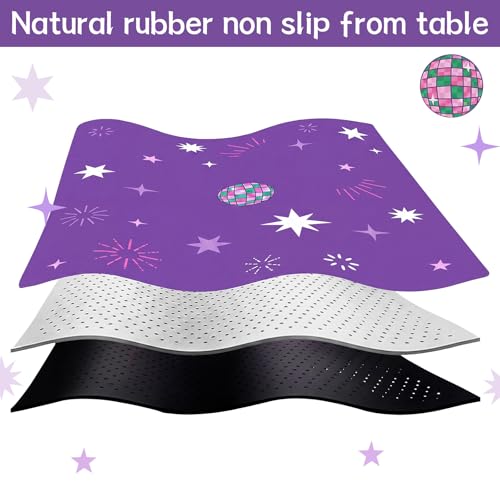 Drydiet Mahjong Mat for Table 31.5 x 31.5 Inch American Mahjong Mat with Carrying Bag, Non-Slip Noise Reduction Table Item for Family Poker Domino Board Game Night & Party Use(Disco Ball) - style: Disco Ball