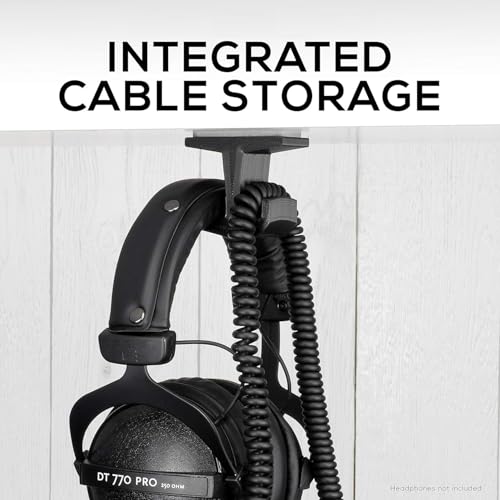 Headphone Stand (2 Pack) Under Desk Hanger for Headphones, Gaming Headsets, Mobiles Accessories, Stick On, No Screws, Black
