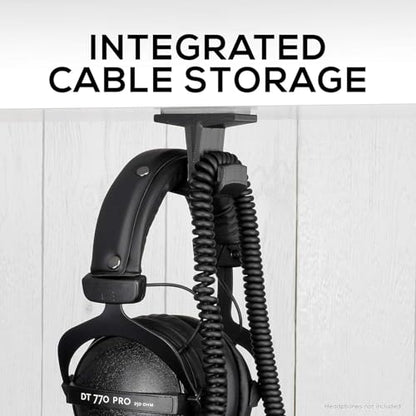 Headphone Stand (2 Pack) Under Desk Hanger for Headphones, Gaming Headsets, Mobiles Accessories, Stick On, No Screws, Black