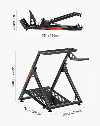 VEVOR Racing Wheel Stand, Adjustable & Foldable Simulator Stand for Logitech G923 G920 G29 G27, Thrustmaster T300RS TX F458 T500RS T3PA-PRO(F1/GT) Gaming Cockpit,Pedals Simulator NOT Included,Compact - size: X-shaped lite