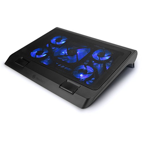 ENHANCE Gaming Laptop Cooling Pad Stand with LED Cooler Fans , Adjustable Height , & Dual USB Port for 17 inch Laptops - 5 Ultra Quiet High Performance Fans 2630 RPM & Built-In Bumpers - Blue - color: Blue