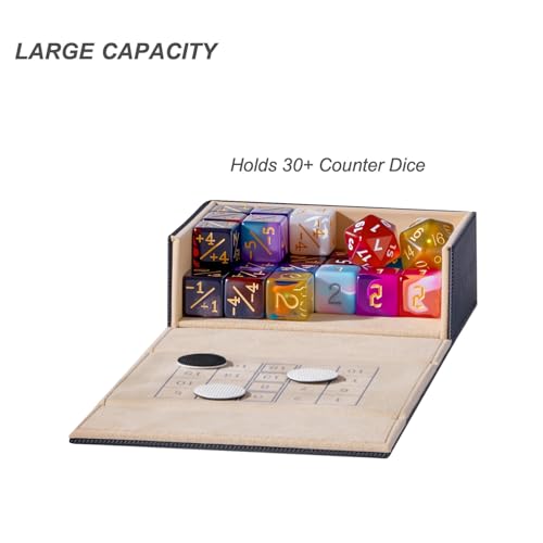 Pocket Dice Box (Adventurer Module) - Built-in Life Tracker - Fits 15 Counter Dice (15 mm) or 30+ Unsleeved Cards - Stores Inside Adventurer - MTG, PTCG & More (2. Wealth (Black/Pale Gold)) - color: 2. Wealth (Black/Pale Gold)