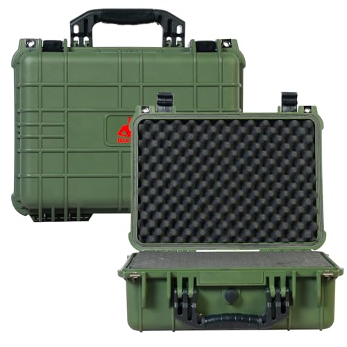 Jack Boss 16x 12.8x 6.8 Inch Hard Case, Portable Weather Waterproof Protective Camera Case with Customizable Foam, Fit Use of Drones, Camera, Equipments, Green - color: GREEN, size: 16x12.8x6.8 in
