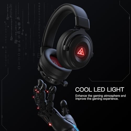 EKSA USB Gaming Headset for PC - Computer Headset with Detachable Noise Cancelling Mic, Surround‑Tuned Audio, 50MM Driver - Headphones with Microphone for PS4/PS5, Xbox One, Laptop, Office (Wireless) - color: Wireless Black