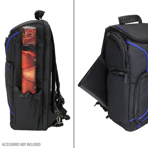 USA Gear MTG Backpack Compatible with Magic the Gathering Deck, Yu-Gi-Oh, MTG Decks & more - TCG Backpack MTG Bag with Shoulder Straps, Customizable Dividers, TCG Playmat Holder, Binder Space (Blue) - color: Blue