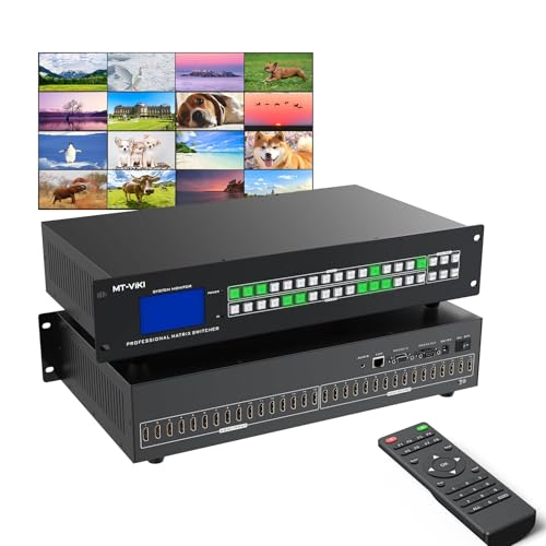 MT-VIKI 16X16 4K HDMI Matrix Switch Support Web GUI & 3.5mm Stereo Audio, 4K@30Hz, Rack Mount Switcher & Splitter, EDID, RS232, LAN Port, APP - size: 16X16 4K30Hz