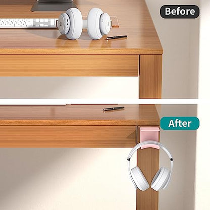 HomeMount Under Desk Headphone Holder - Adhesive Headphone Stand Hanger Table Mount for Most Headphones(Pink-2P) - color: Pink-2P