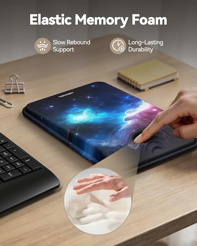 Ergonomic Mouse Pad with Wrist Rest, Mousepad with Wrist Support with Built-in Memory Foam and Ergonomic Slope Design Relieves Carpal Tunnel Syndrome Pain，Desk Computer Office Gaming Mouse Pads - color: Universe